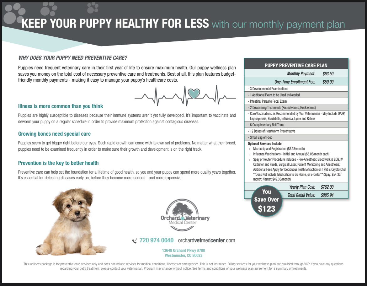 PUPPY PREVENTIVE CARE WELLNESS PLAN